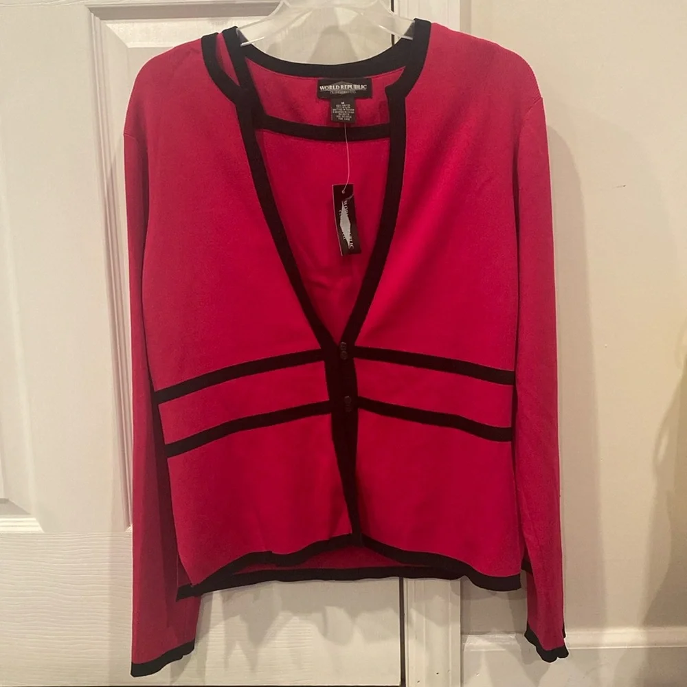 NWT! Women’s Dressy Cardigan & Tank Set - Size M & L - Pink & Black - Picture 1 of 4
